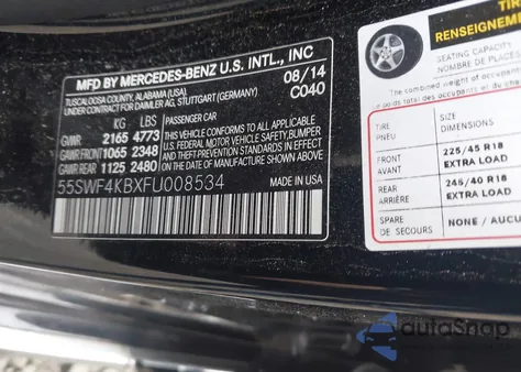 2015 Mercedes-Benz C 300 4Matic z USA, uszkodzony, nr VIN 55SWF4KBXFU008534